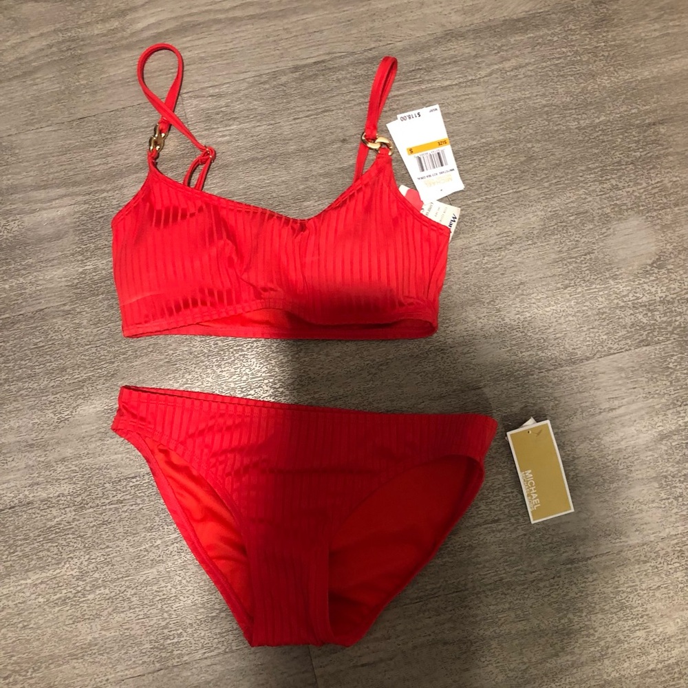 New MICHAEL Michael Kors Red Bikini set S